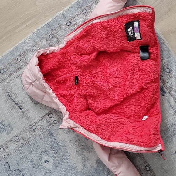 The North Face Pink Peach Baby Girl Moondoggy Hoodie Winter Coat Jacket Sz18-24m - Picture 10 of 13